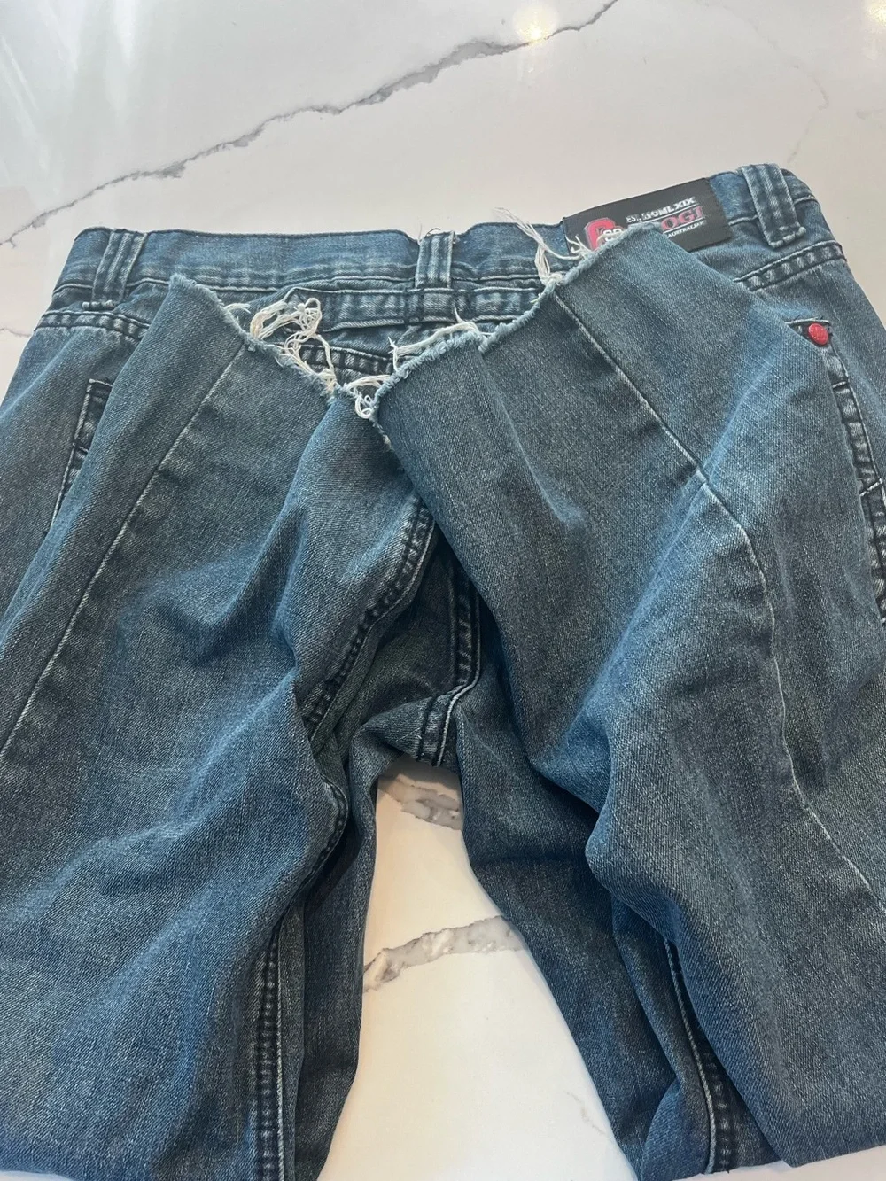 COOGI Men's Blue Straight Jeans with Embroidered Back Pockets